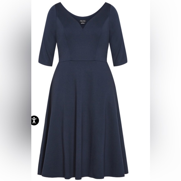 City Chic Dress Cute Girl Elbow sleeve Navy size L/20 NWT - Picture 1 of 11